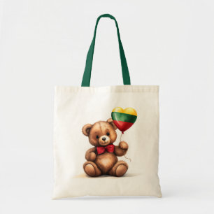 teddy bear & balloon with the Lithuanian flag. Tote Bag