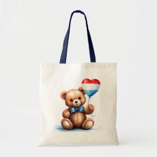 teddy bear & balloon with the Luxembourg flag. Tote Bag