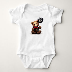 teddy bear & balloon with the pirate flag. baby bodysuit