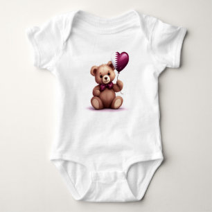teddy bear & balloon with the Qatari flag. Baby Bodysuit