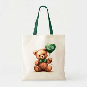 teddy bear & balloon with the Saudi Arabian flag. Tote Bag