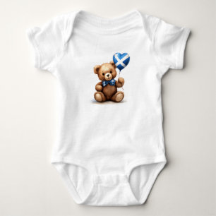 teddy bear & balloon with the Scottish flag. Baby Bodysuit