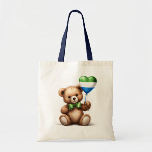teddy bear & balloon with the Sierra Leone flag. Tote Bag