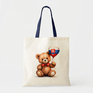 teddy bear & balloon with the Slovak flag. Tote Bag