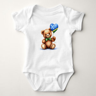 teddy bear & balloon with the Solomon Islands flag Baby Bodysuit
