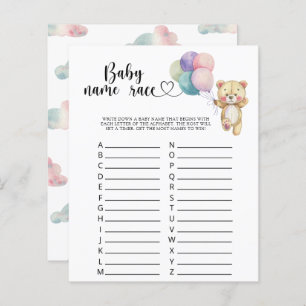 Teddy bear balloons - Baby name race game