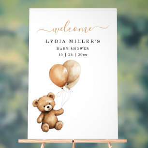 Teddy bear Balloons baby shower Gender neutral Acrylic Sign