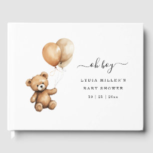 Teddy bear Balloons baby shower Gender neutral Guest Book