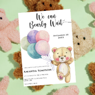 Teddy Bear Balloons Baby Shower Invitation