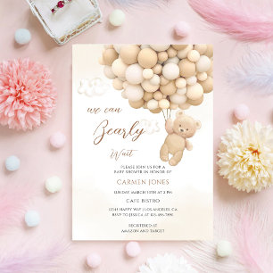 Teddy Bear Balloons Baby Shower Invitation