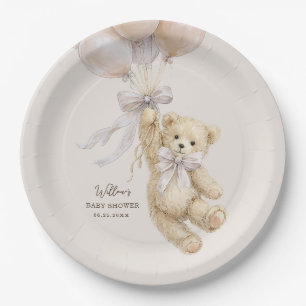 Teddy Bear Balloons Baby Shower Paper Plates