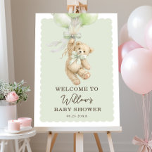 Teddy Bear Balloons Baby Shower Welcome Sign