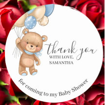 Teddy Bear Balloons Birthday Thank You Blue Boy