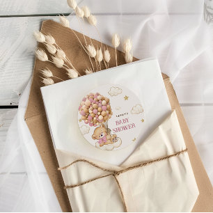 Teddy Bear Balloons Blush Pink   Classic Round Sticker