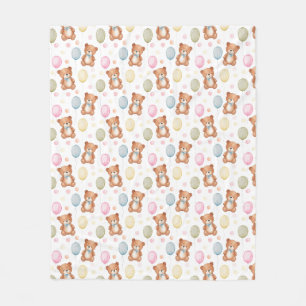 Teddy Bear & Balloons Fleece Blanket – Soft & Cosy
