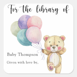 Teddy bear balloons - for the library of square sticker