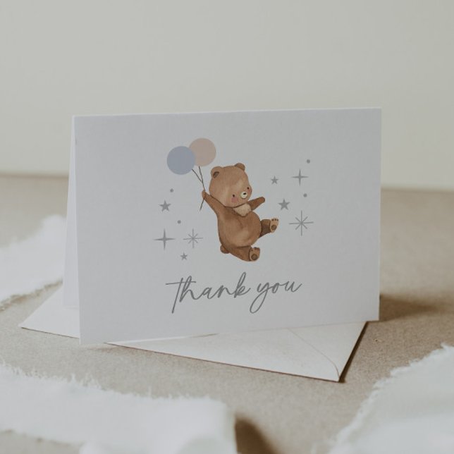 Teddy Bear Balloons Gender Reveal - Thank You Card (Creator Uploaded)