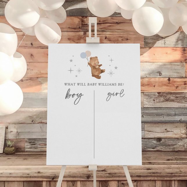 Teddy Bear Balloons Gender Reveal Voting Sign (Creator Uploaded)
