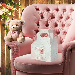 Teddy Bear Balloons Girl Bearly Wait Baby Shower Favour Box