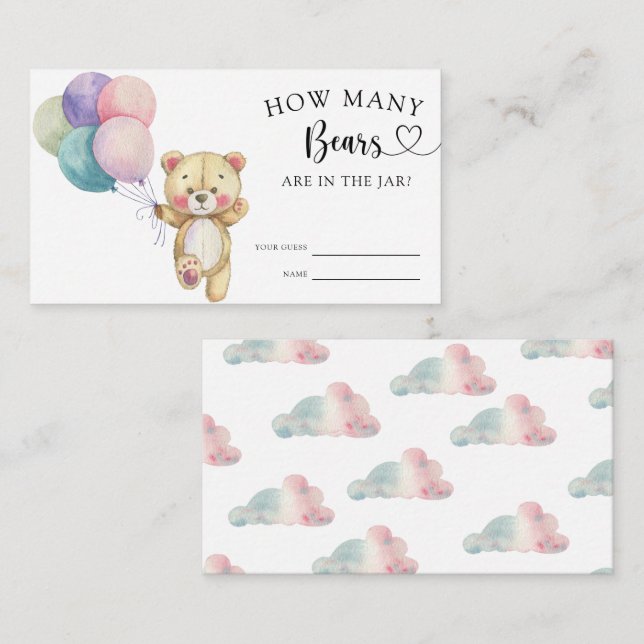  Teddy bear balloons - guess how many bears Enclosure Card (Front/Back)