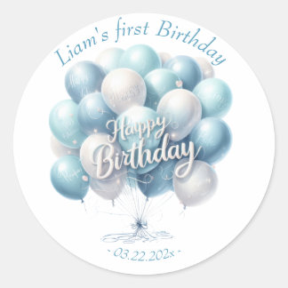 Teddy Bear Balloons Kids Photo Birthday Classic Round Sticker