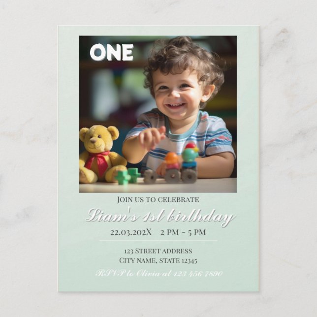 Teddy Bear Balloons Kids Photo Birthday Postcard (Front)