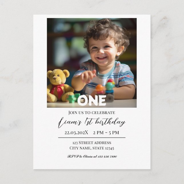 Teddy Bear Balloons Kids Photo Birthday Postcard (Front)