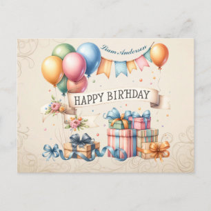 Teddy Bear Balloons Kids Photo Birthday Postcard