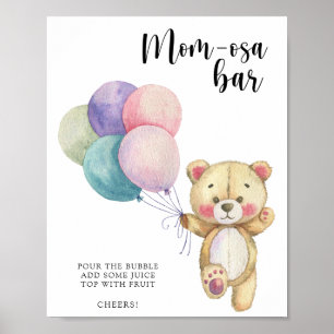Teddy bear balloons - Mum-osa bar Poster