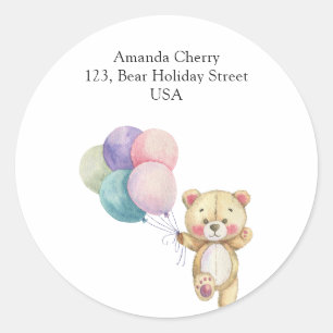 Teddy bear balloons - shipping classic round sticker