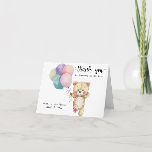 Teddy bear balloons - thank you (Front)