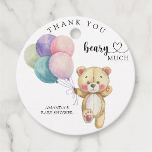 Teddy bear balloons - thank you beary much favour tags