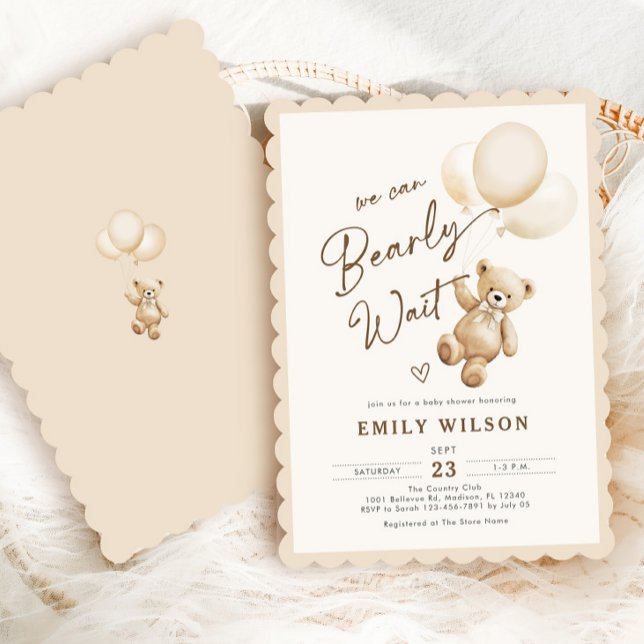 Teddy Bear Baloons Baby Shower Invitation (Creator Uploaded)