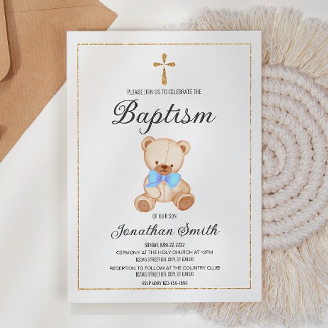 Teddy Bear Baptism Christening Invitation (Creator Uploaded)
