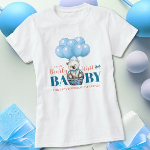 Teddy Bear Bearly There Blue Baby Shower T-Shirt