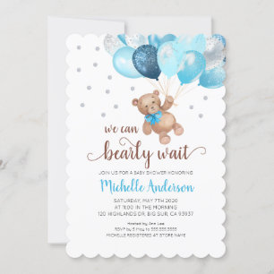 Teddy Bear Bearly Wait Baby Shower Invitation