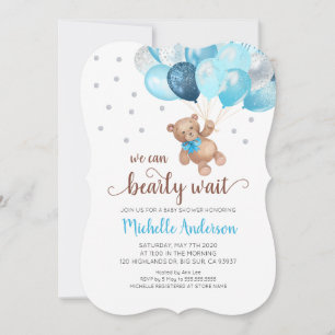 Teddy Bear Bearly Wait Baby Shower Invitation