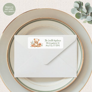 Teddy Bear Bearly Wait Baby Shower Return Address Label