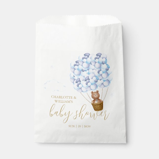 Teddy Bear Bearly Wait Blue Boy Baby Shower Favour Bag (Front)