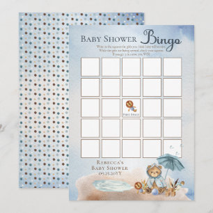 Teddy Bear Bearly Wait Boy Baby Shower Bingo  Invitation