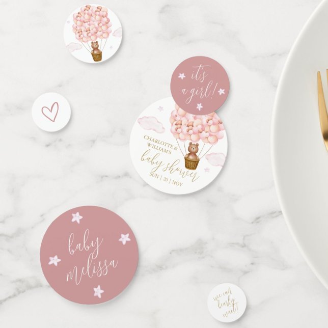 Teddy Bear Bearly Wait Pink Girl Baby Shower Confetti (Teddy Bear Bearly Wait Pink Girl Baby Shower Confetti)