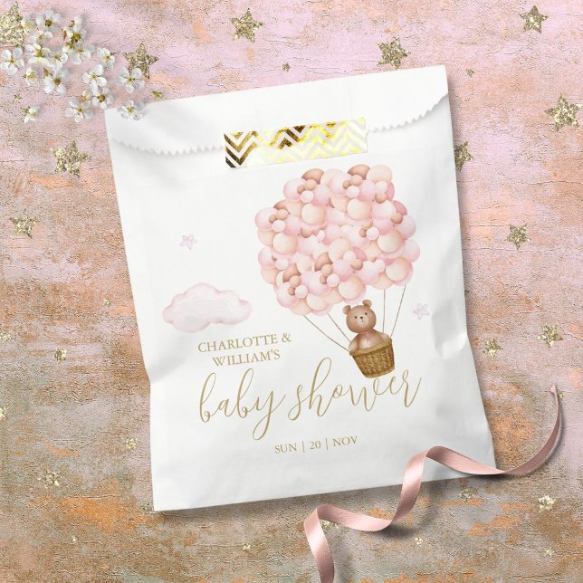Teddy Bear Bearly Wait Pink Girl Baby Shower Favour Bag (Teddy Bear Bearly Wait Pink Girl Baby Shower Favor Bag)