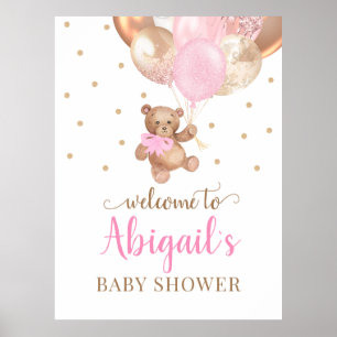Teddy Bear Bearly Wait Welcome Baby Shower  Poster