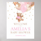 Teddy Bear Bearly Wait Welcome Baby Shower Poster