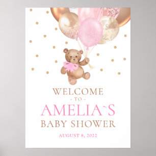 Teddy Bear Bearly Wait Welcome Baby Shower  Poster