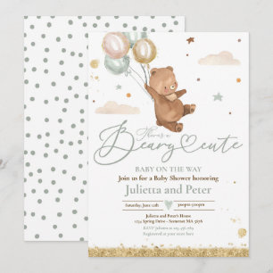 Teddy Bear Beary Cute Gender Neutral Baby Shower Invitation