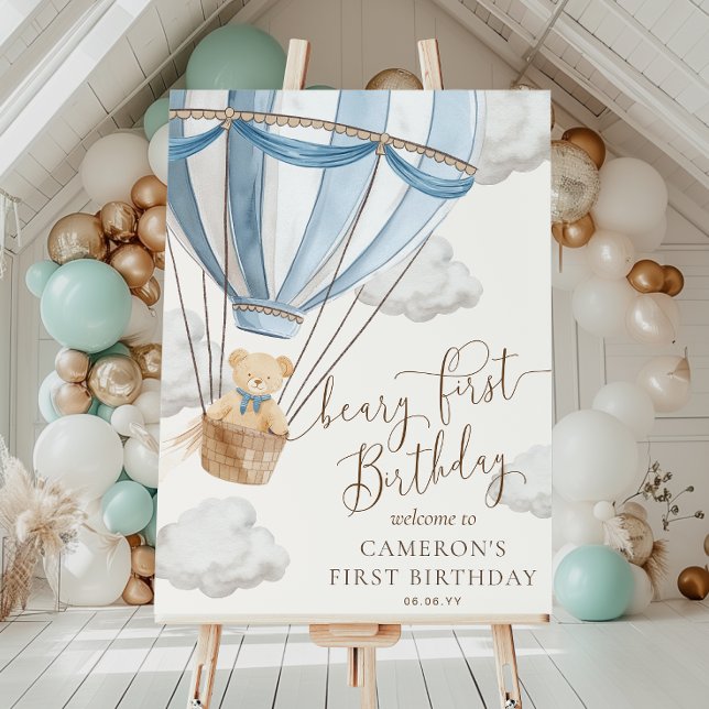 Teddy Bear Beary First Birthday Welcome Sign (Creator Uploaded)