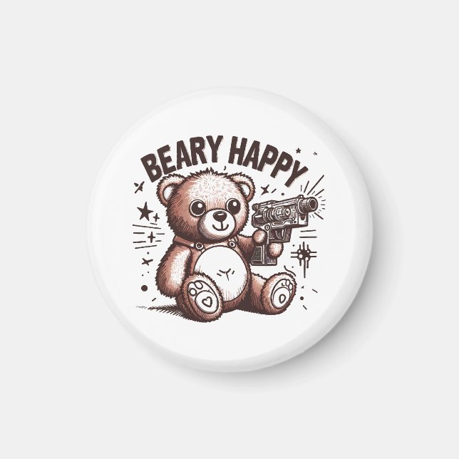 Teddy Bear Beary Happy Magnet (Front)