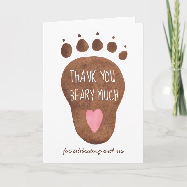 Teddy Bear Beary Much Baby Shower  Thank You Card (Front)