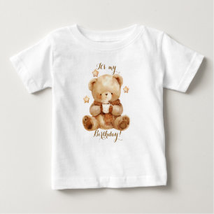 Teddy Bear Beige Balloon Birthday Baby T-Shirt